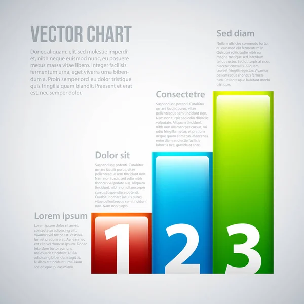 Цветной векторный график с текстом и числами . — стоковый вектор