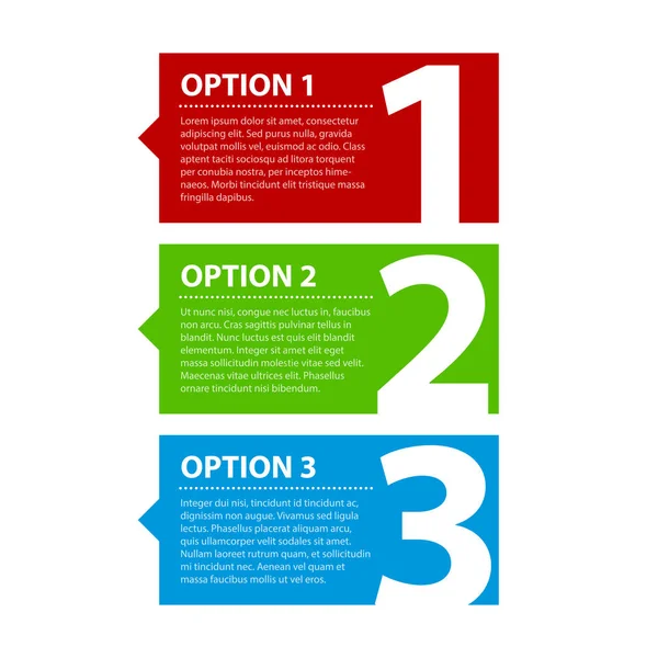 Trois options colorées . — Image vectorielle