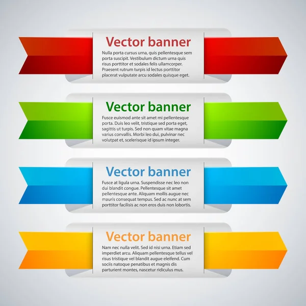 4 kleurrijke banners met schattige tags. Handig voor webdesign of reclame. — Stockvector