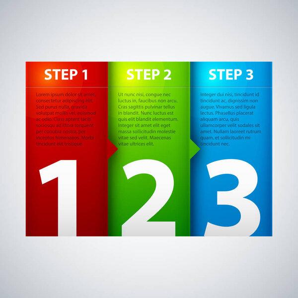 Three steps. Useful for tutorials or instructions.