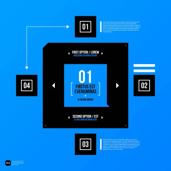 Moderní firemní grafický design šablony s černými prvky na modrém pozadí. Vhodné pro reklamu, marketing a web design. — Stockový vektor