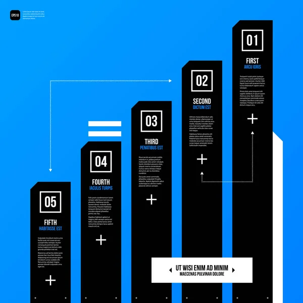 Modern corporate graphic design template with black elements on blue background. Useful for advertising, marketing and web design. — Stock Vector