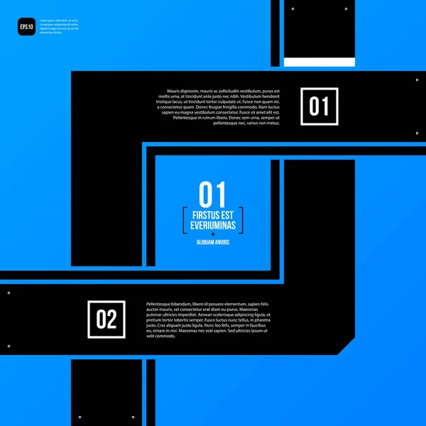 Plantilla de diseño gráfico corporativo moderno con elementos negros sobre fondo azul. Útil para publicidad, marketing y diseño web . — Archivo Imágenes Vectoriales