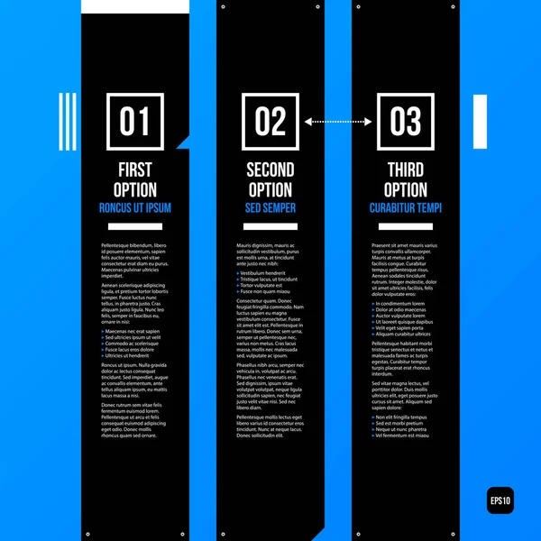 Modern corporate graphic design template with black elements on blue background. Useful for advertising, marketing and web design. — Stock Vector