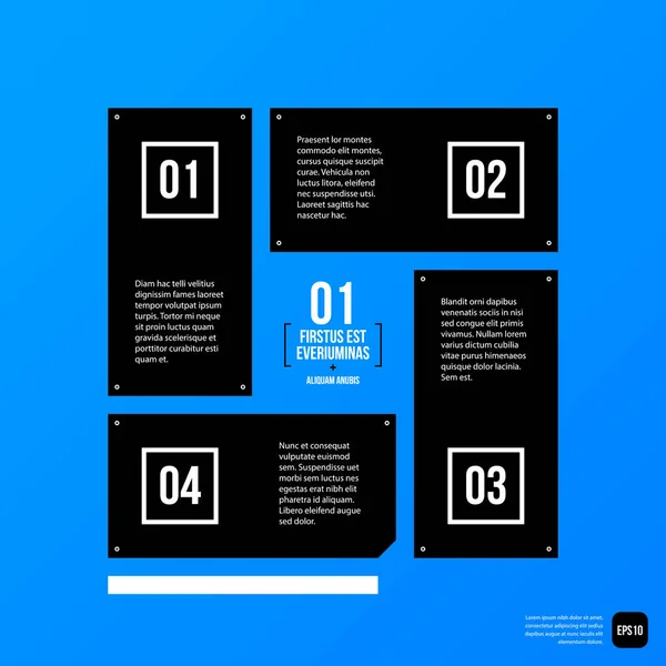 Modern corporate graphic design template with black elements on blue background. Useful for advertising, marketing and web design. — Stock Vector