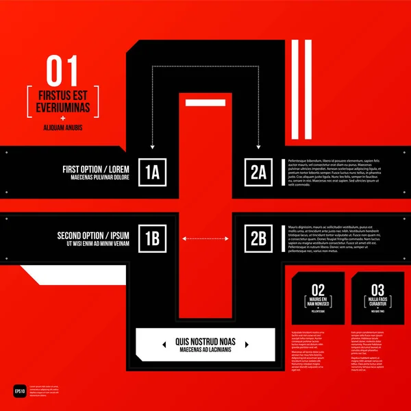 Moderní firemní grafický design šablony s černými prvky na červeném pozadí. Vhodné pro reklamu, marketing a web design. — Stockový vektor