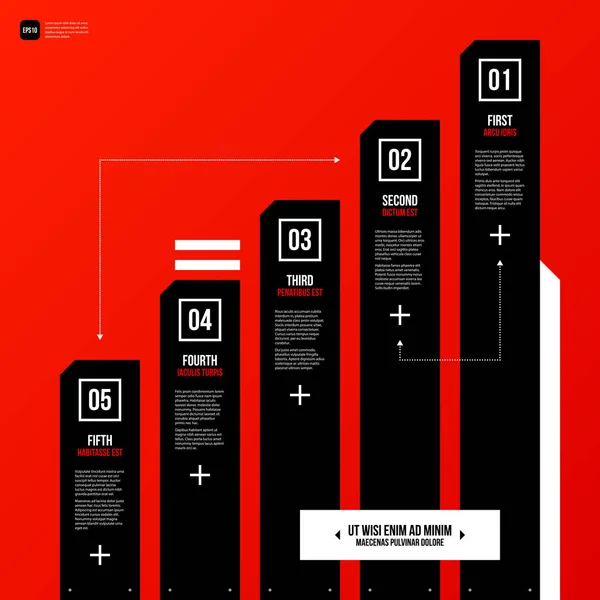 Plantilla de diseño gráfico corporativo moderno con elementos negros sobre fondo rojo. Útil para publicidad, marketing y diseño web . — Vector de stock