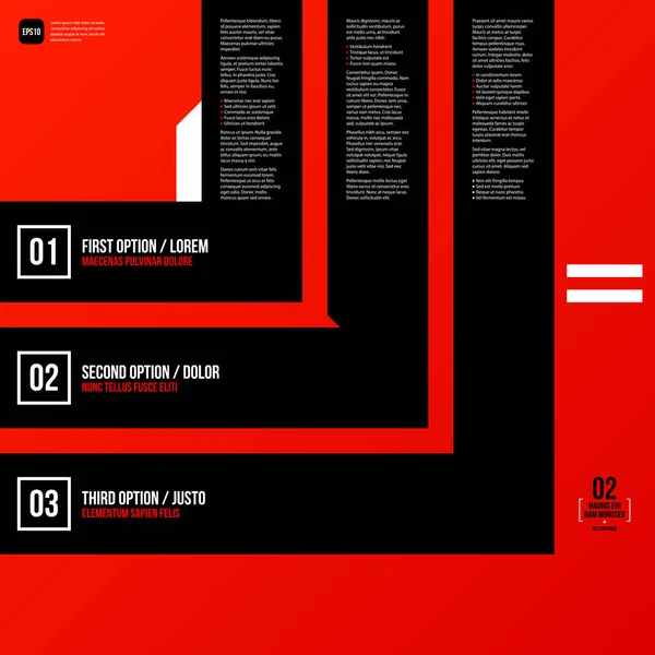 Modern corporate graphic design template with black elements on red background. Useful for advertising, marketing and web design. — Stock Vector