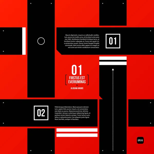 Σύγχρονη γραφιστική εταιρικό πρότυπο με μαύρα στοιχεία σε κόκκινο φόντο. Χρήσιμο για διαφήμιση, το μάρκετινγκ και web design. — Διανυσματικό Αρχείο