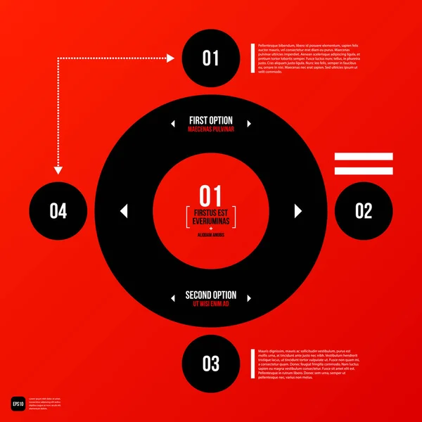 Modern corporate graphic design template with black elements on red background. Useful for advertising, marketing and web design. — Stock Vector