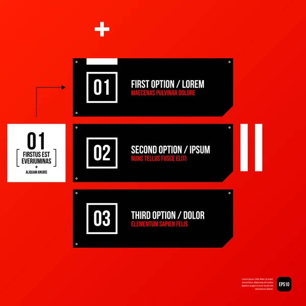 Modern corporate graphic design template with black elements on red background. Useful for advertising, marketing and web design. — Stock Vector