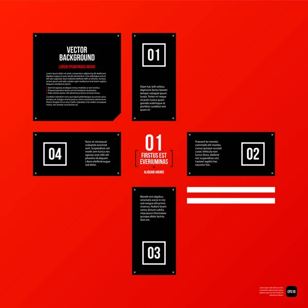 Moderne grafische huisstijl sjabloon met zwarte elementen op rode achtergrond. Nuttig voor reclame-, marketing- en web design. — Stockvector