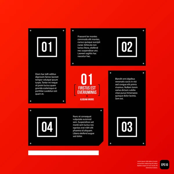 Plantilla de diseño gráfico corporativo moderno con elementos negros sobre fondo rojo. Útil para publicidad, marketing y diseño web . — Vector de stock