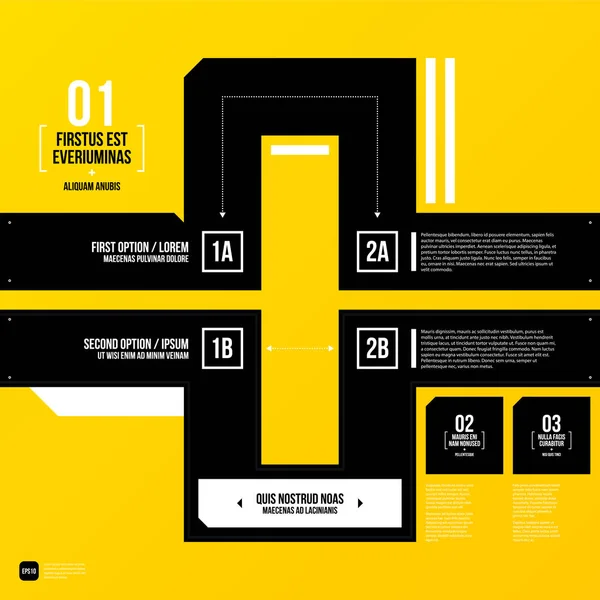 Plantilla de diseño gráfico corporativo moderno con elementos negros sobre fondo amarillo. Útil para publicidad, marketing y diseño web . — Archivo Imágenes Vectoriales