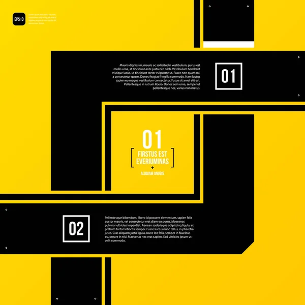 Plantilla de diseño gráfico corporativo moderno con elementos negros sobre fondo amarillo. Útil para publicidad, marketing y diseño web . — Archivo Imágenes Vectoriales