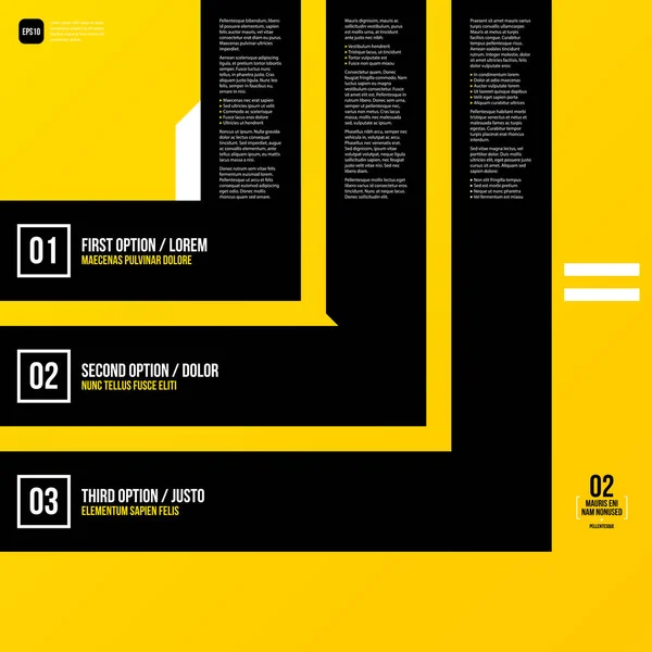Modern corporate graphic design template with black elements on yellow background. Useful for advertising, marketing and web design. — Stock Vector