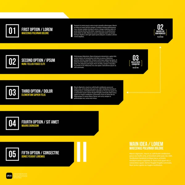 Plantilla de diseño gráfico corporativo moderno con elementos negros sobre fondo amarillo. Útil para publicidad, marketing y diseño web . — Vector de stock