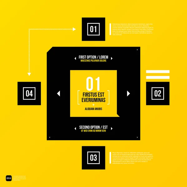 Modelo de design gráfico corporativo moderno com elementos pretos no fundo amarelo. Útil para publicidade, marketing e web design . — Vetor de Stock