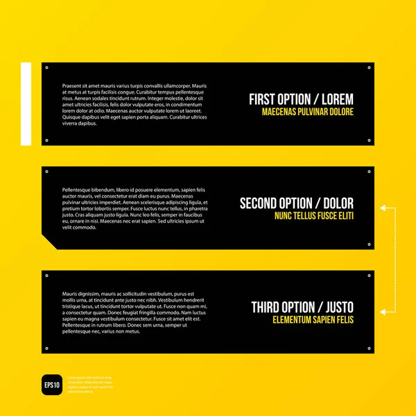 Plantilla de diseño gráfico corporativo moderno con elementos negros sobre fondo amarillo. Útil para publicidad, marketing y diseño web . — Vector de stock