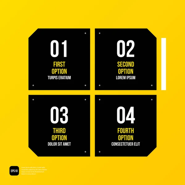 Modern corporate graphic design template with black elements on yellow background. Useful for advertising, marketing and web design. — Stock Vector