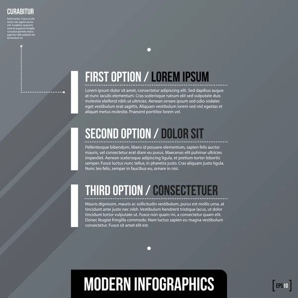 现代商业模板与灰色的背景上的三个文本选项。公司的中性风格. — 图库矢量图片