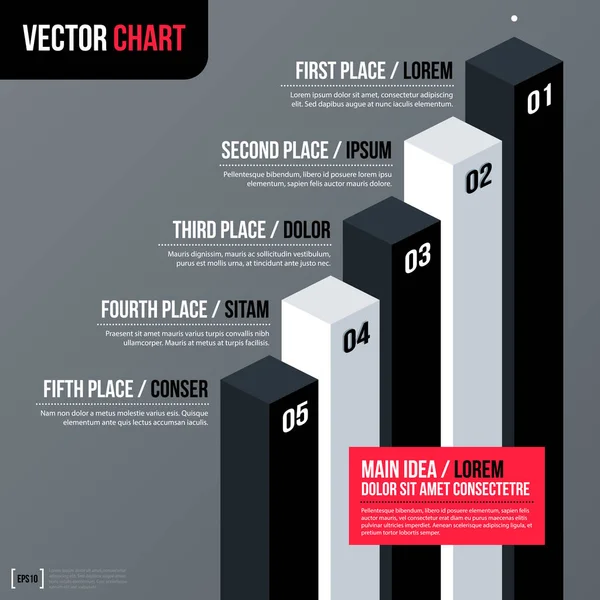 Modern business vector chart template with 3d isometric elements on gray background. Neutral corporate style. — Stock Vector