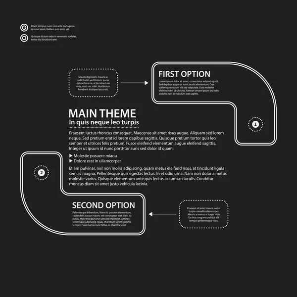 Corporate presentation template on dark background. Black and white colors. Useful for advertising, presentations and web design. — Stock Vector