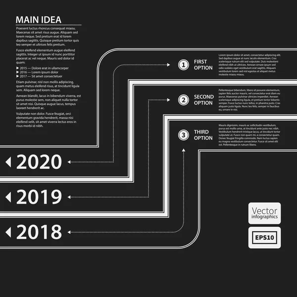 Modelo de apresentação corporativa em fundo escuro. Cores preto e branco. Útil para publicidade, apresentações e web design . — Vetor de Stock