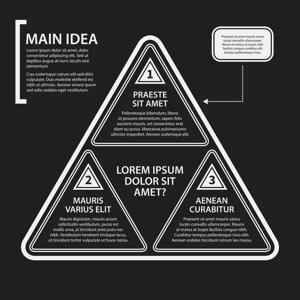 Modello di presentazione aziendale su sfondo scuro. Colori bianco e nero. Utile per pubblicità, presentazioni e web design . — Vettoriale Stock