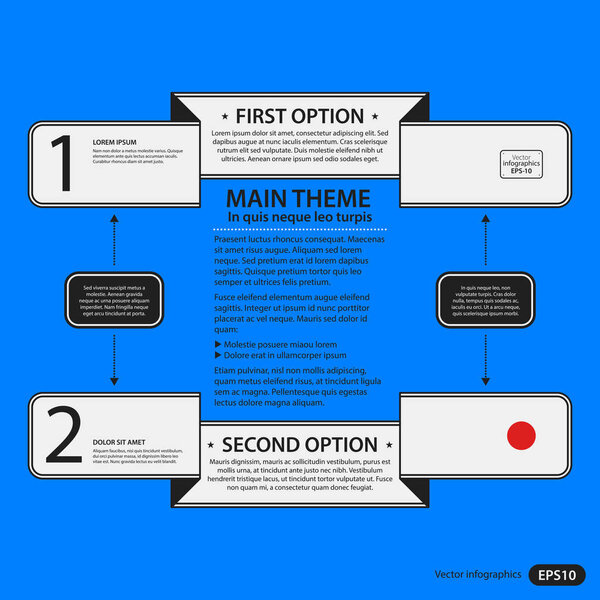 Corporate design template on blue background. Black and white colors. Useful for advertising, presentations and web design.