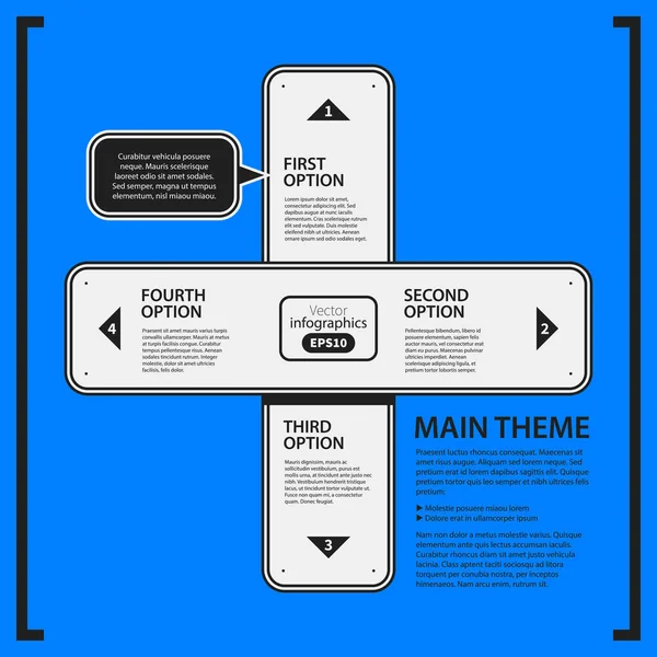 Corporate design template on blue background. Black and white colors. Useful for advertising, presentations and web design. — Stock Vector