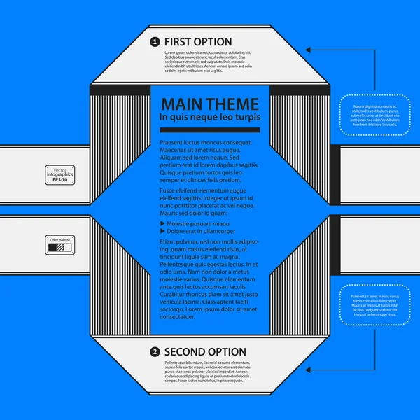 Plantilla de diseño corporativo sobre fondo azul. Colores blanco y negro. Útil para publicidad, presentaciones y diseño web . — Archivo Imágenes Vectoriales