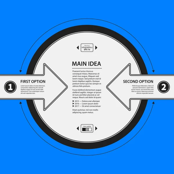 Modello di design aziendale su sfondo blu. Colori bianco e nero. Utile per pubblicità, presentazioni e web design . — Vettoriale Stock