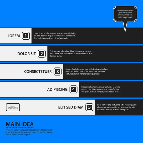 Modelo de design corporativo em fundo azul. Cores preto e branco. Útil para publicidade, apresentações e web design . — Vetor de Stock