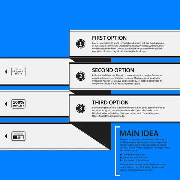 नीले पृष्ठभूमि पर कॉर्पोरेट डिजाइन टेम्पलेट। काले और सफेद रंग। विज्ञापन, प्रस्तुतियों और वेब डिज़ाइन के लिए उपयोगी . — स्टॉक वेक्टर
