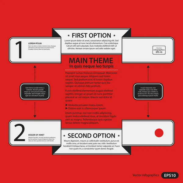 Företags designmall på röd bakgrund. Svarta och vita färger. Användbar för reklam, presentationer och webbdesign. — Stock vektor