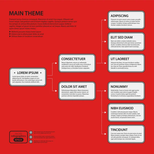 Modèle de design d'entreprise sur fond rouge. Couleurs noir et blanc. Utile pour la publicité, les présentations et la conception web . — Image vectorielle