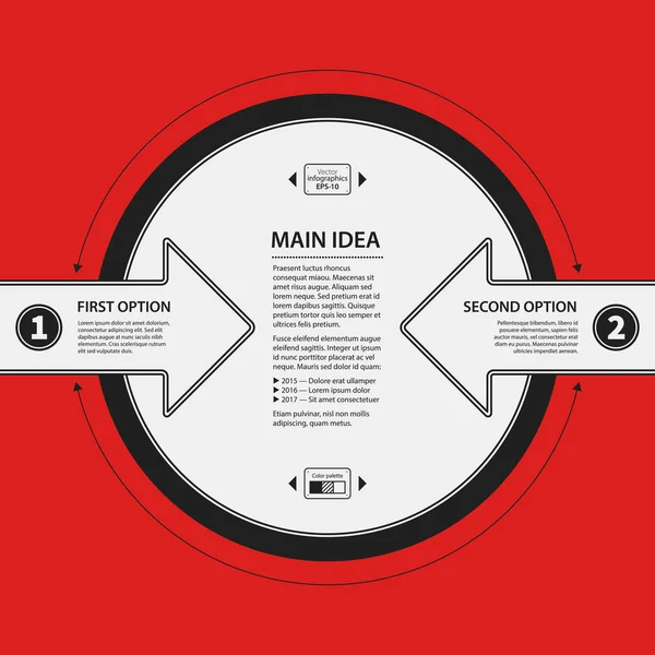 Modelo de design corporativo em fundo vermelho. Cores preto e branco. Útil para publicidade, apresentações e web design . — Vetor de Stock