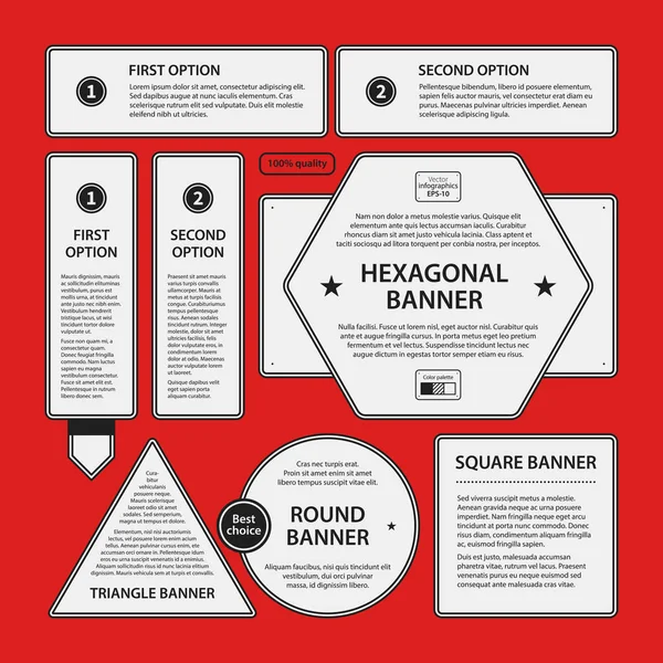 Corporate design template on red background. Black and white colors. Useful for advertising, presentations and web design. — Stock Vector