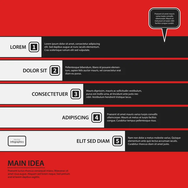 Modelo de design corporativo em fundo vermelho. Cores preto e branco. Útil para publicidade, apresentações e web design . — Vetor de Stock