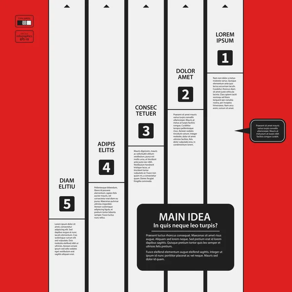 Modelo de design corporativo em fundo vermelho. Cores preto e branco. Útil para publicidade, apresentações e web design . — Vetor de Stock