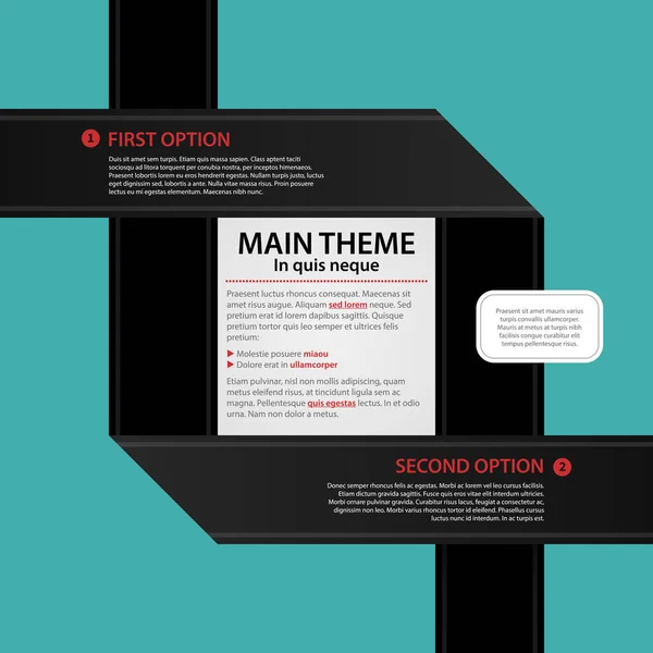 2 つの交差の黒い紙ストライプとオプションと最新の web デザイン テンプレートです。厳格な企業のビジネス スタイルです。アニュアル レポート、プレゼンテーションとメディアに便利. — ストックベクタ