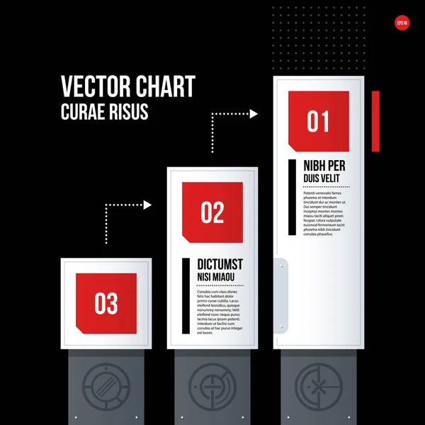 Modèle de graphique d'entreprise futuriste sur fond noir. Utile pour les présentations et les supports marketing . — Image vectorielle