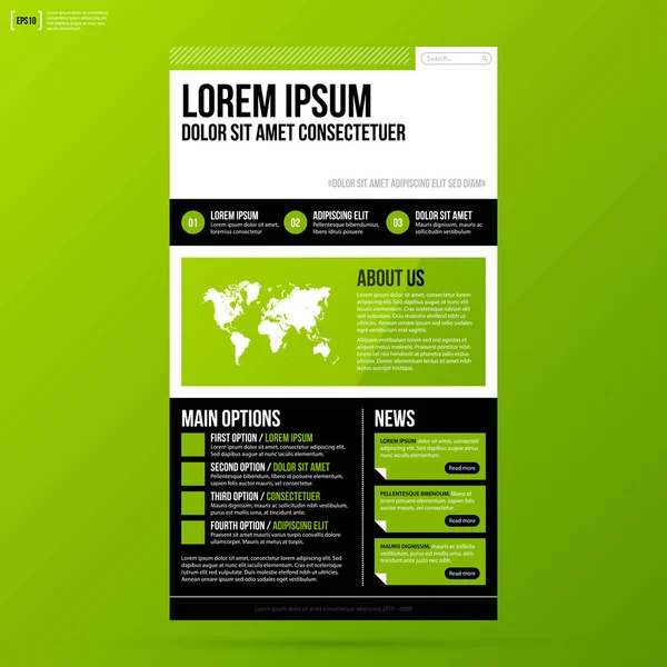 Web site mall på färsk grön bakgrund. — Stock vektor