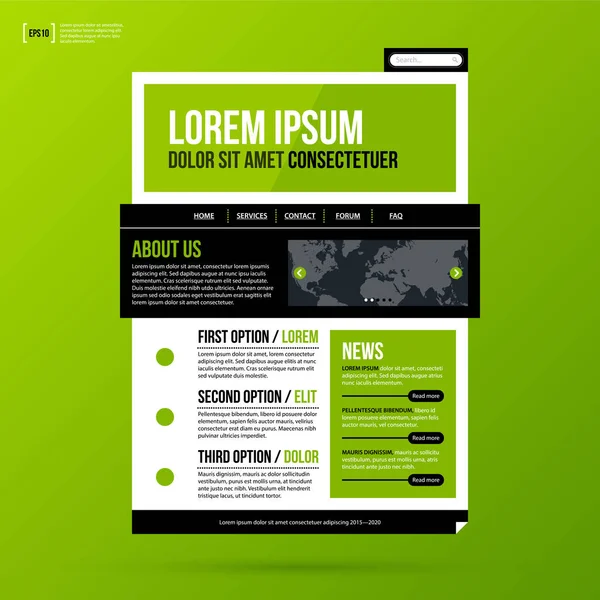 Websitesjabloon op verse groene achtergrond. — Stockvector