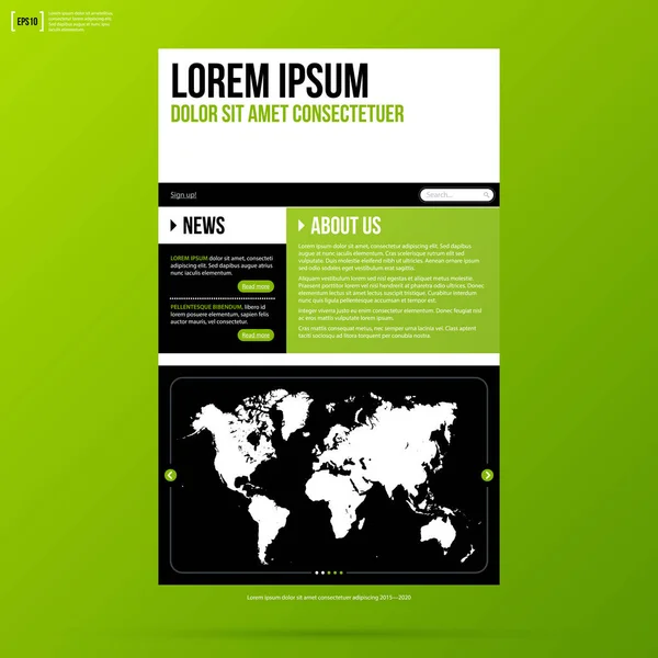 Modello di sito Web su sfondo verde fresco . — Vettoriale Stock