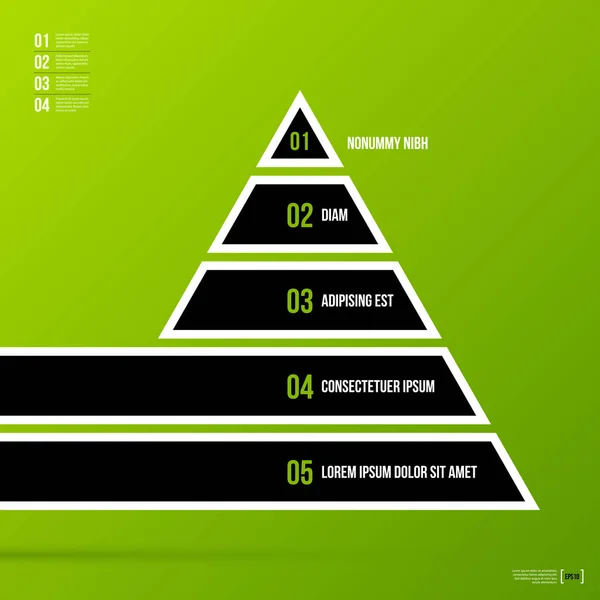 Piramide grafieksjabloon op verse groene achtergrond. Vector eps-10. — Stockvector