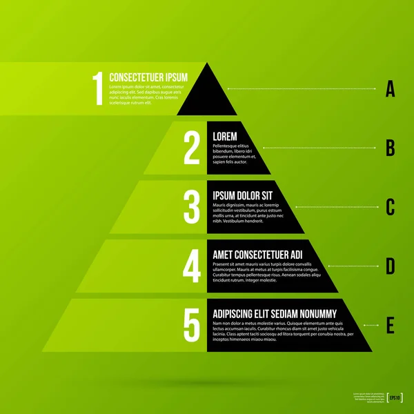 Pyramid chart template on fresh green background. Vector eps-10. — Stock Vector