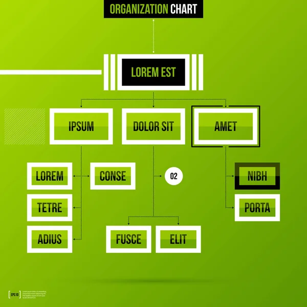 Organigramm-Vorlage auf frischem grünen Hintergrund. Vektor eps-10 Vorlage. — Stockvektor