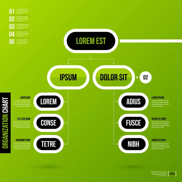 Organigramm-Vorlage auf frischem grünen Hintergrund. Vektor eps-10 Vorlage. — Stockvektor